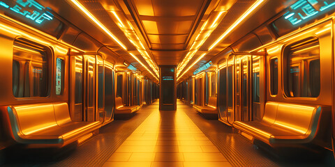 Poster - neon subway journey