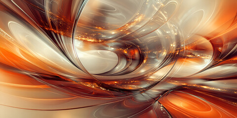 Poster - Abstract swirling metallic forms in warm tones 