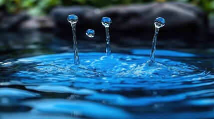 Canvas Print - Water drops splashing in a pool.