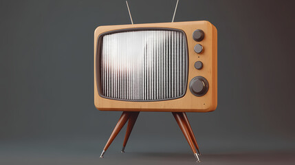 Realistic retro tv on legs with a transparent screen. transparent isolated background. generative ai. Retro. Illustration