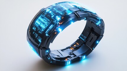 Poster - Futuristic digital wristband with glowing elements.