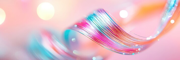 Wall Mural - Colorful abstract design with flowing shapes and soft bokeh background.