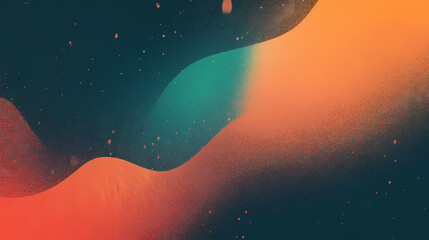 Wall Mural - grainy teal orange dark gradient wave background abstract vibrant retro style noise texture banner d