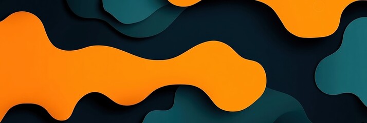 Wall Mural - abstract paper cut background with green and orange shapes, perfect for modern designs.
