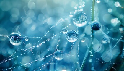 morning dew on the spider web. close up. nature background