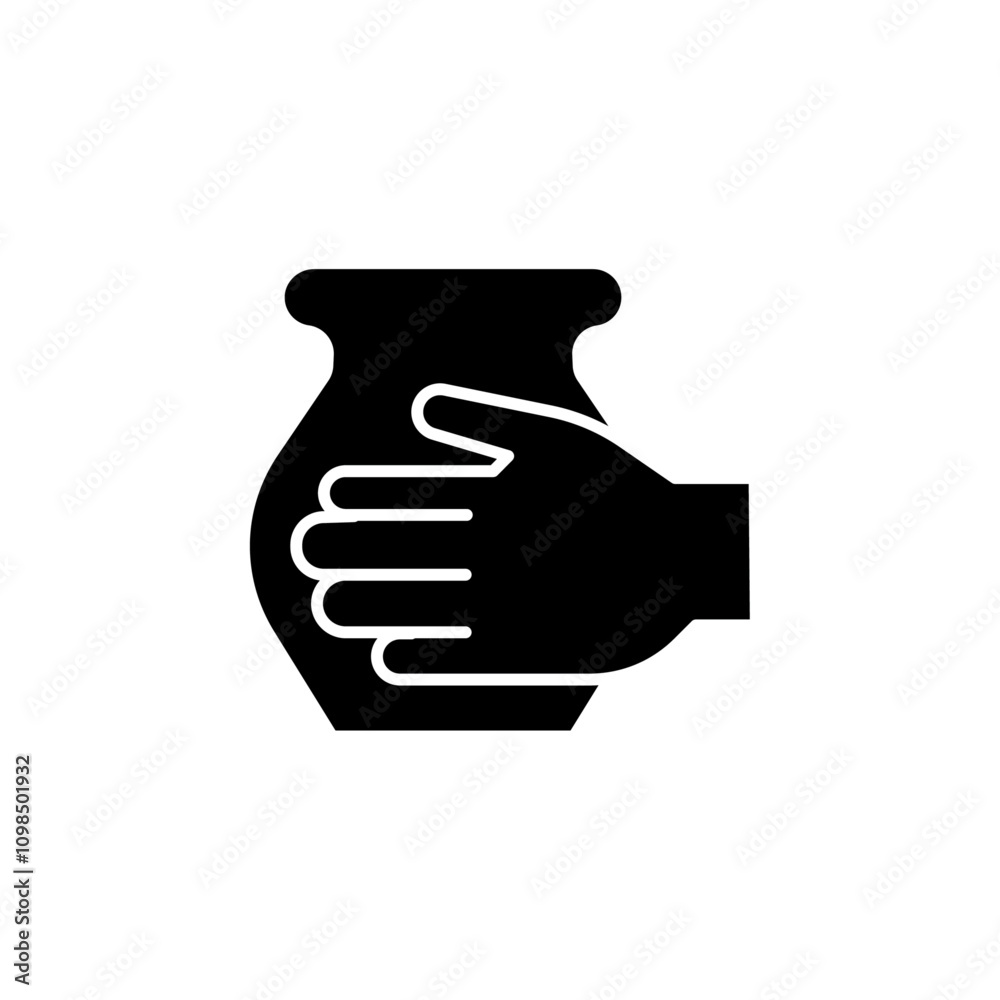 Handmade pottery icon black and white vector outline sign Stock Vector ...