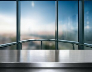 Wall Mural - stainless steel table with blank window background