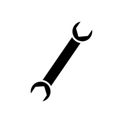 Wall Mural - Wrench icon black and white vector outline sign