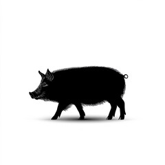 Sticker - Wild Boar Silhouette, Illustration Isolated On White Background