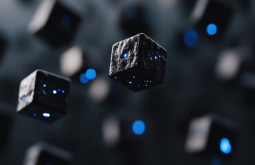 Aufkleber - Abstract 3D Rendering of Flying Cubes