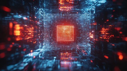 Poster - Conceptual Representation of Next Generation Computer Chip Within a Futuristic Virtual Environment Using Advanced Technology and Digital Elements