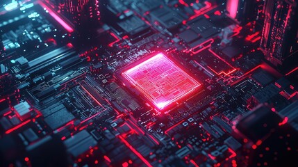 Poster - Next Generation Computer Chip Concept with Advanced Features in a Gigapixel Standard Scale Image Reflecting High-Tech Digital Innovation