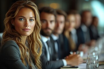 Aufkleber - Business colleagues meeting around a conference table, engaged in discussion,