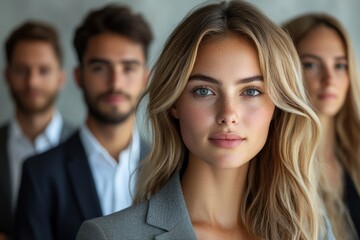 Poster - Colleagues in business attire, standing confidently