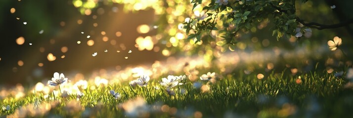 Canvas Print - Vibrant wildflowers blooming in a serene nature setting during a sunny day