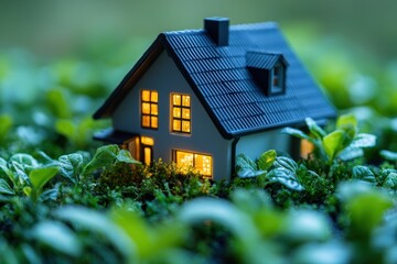 Aufkleber - Energy-efficient house upgrades featuring smart thermostats and LED lights, for eco-conscious branding.