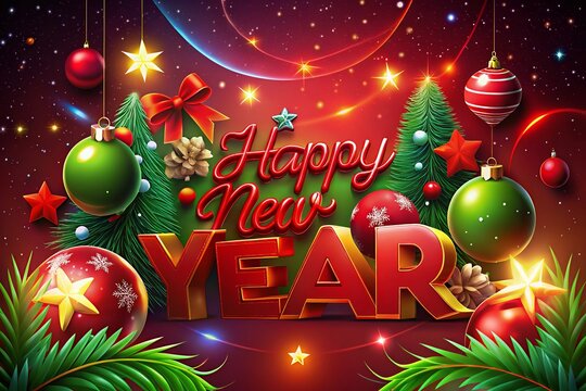 new year background with christmas tree Christmas and New Year papercut card. Santa Claus, moon and trees