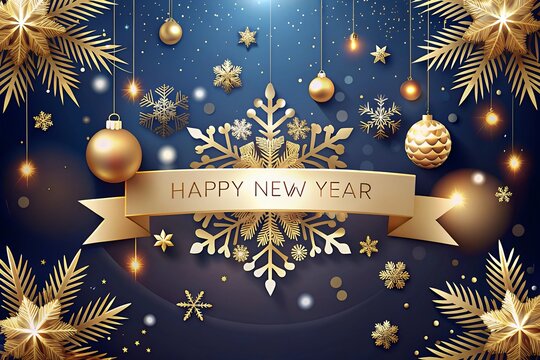 golden christmas background Christmas and New Year papercut card. Santa Claus, moon and trees