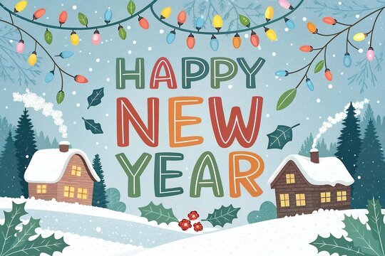 winter landscape with house Christmas and New Year papercut card. Santa Claus, moon and trees