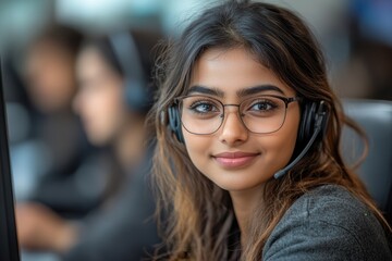 Poster - Indian call center colleagues specializing in cybersecurity support, ensuring data safety and privacy.
