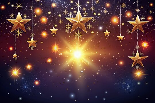 christmas background with stars Christmas and New Year papercut card. Santa Claus, moon and trees