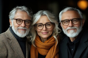 Aufkleber - Older colleagues in smart casual attire, blending comfort with professionalism,