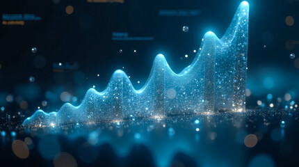 Poster - Vibrant holographic projections illustrate growth trends on a futuristic analytics dashboard showcasing data insights