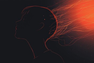 Poster - A woman's face is shown in black and red with a fiery, glowing effect