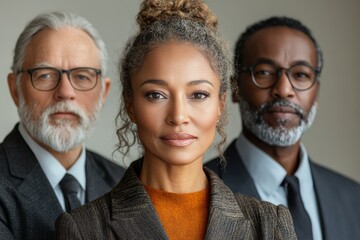 Poster - Senior colleagues in business attire, demonstrating experience and wisdom,