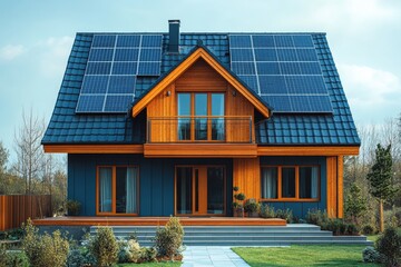 Aufkleber - Solar panel installation for residential rooftops, to emphasize renewable energy solutions.