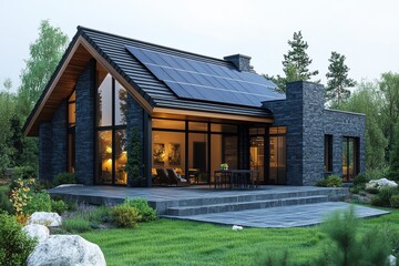 Aufkleber - Solar panel installation for residential rooftops, to emphasize renewable energy solutions.