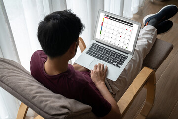 Poster - calendar on computer software application for modish schedule planning for personal organizer and on