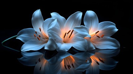 Poster - Elegant White Flower Arrangement on Dark Background