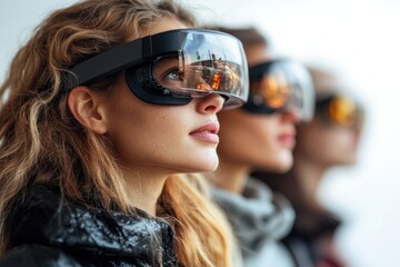 Aufkleber - Women in tech utilizing augmented reality to create interactive educational platforms for global outreach,