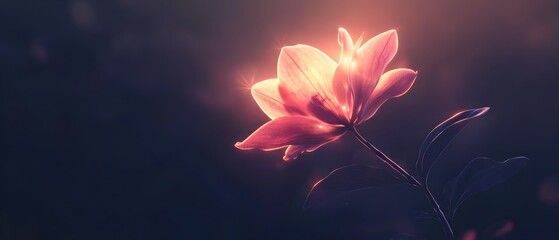 Poster - Elegant Flower with Soft Glow in Dark Background