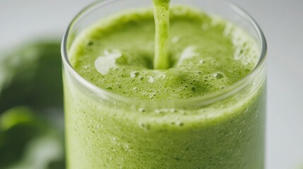 Canvas Print - Spinach smoothie pour creates a vibrant green health beverage full of nutrients to boost brain function