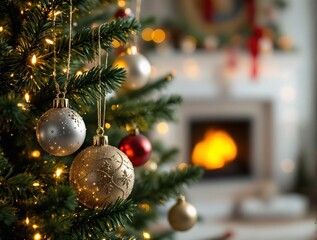 Aufkleber - christmas tree and decorations