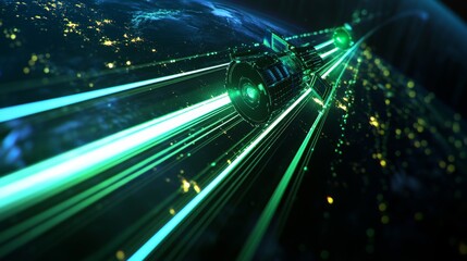 Wall Mural - futuristic satellite in orbit: a technological marvel