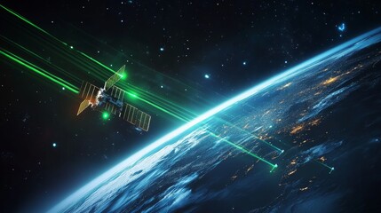 Wall Mural - satellite connection to earth - futuristic technology