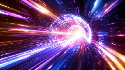 Wall Mural - hyperspace tunnel: a futuristic digital art