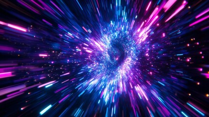Wall Mural - hypnotic neon light tunnel