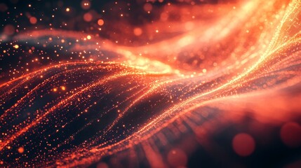 Wall Mural - Abstract Glowing Particle Waves Design