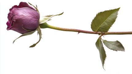 Sticker - A single purple rose on a stem with leaves, great for floral arrangements or decoration