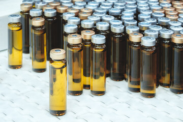 Poster - Glass ampoules for injection in a special container in a hospital or medical laboratory