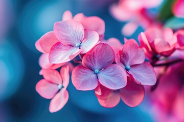 Wall Mural - A close-up shot of a bunch of pink flowers