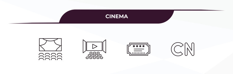 Poster - fully editable outline icon collection from cinema concept. thin line icons set such as cinema audience, film viewer, theater ticket, ,