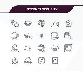 Poster - fully editable outline icon collection from internet security concept. thin line icons set such as remote access, data streaming, hacker, access denied, mobile phone security,