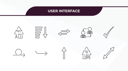 Aufkleber - fully editable outline icon collection from user interface concept. thin line icons set such as 41 alu, sorting, loop arrow, 4 ldpe, scale arrows,
