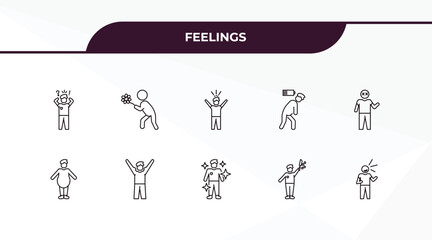 Aufkleber - fully editable outline icon collection from feelings concept. thin line icons set such as anxious human, sorry human, fat human, awful funny