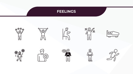 Aufkleber - fully editable outline icon collection from feelings concept. thin line icons set such as great human, pumped human, cold human, confident ready